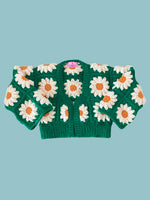 Charger l&#39;image dans la galerie, Colossal Daisies crocheted and hand-knitted cardigan
