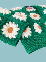 Cargar imagen en el visor de la galería, Colossal Daisies crocheted and hand-knitted cardigan
