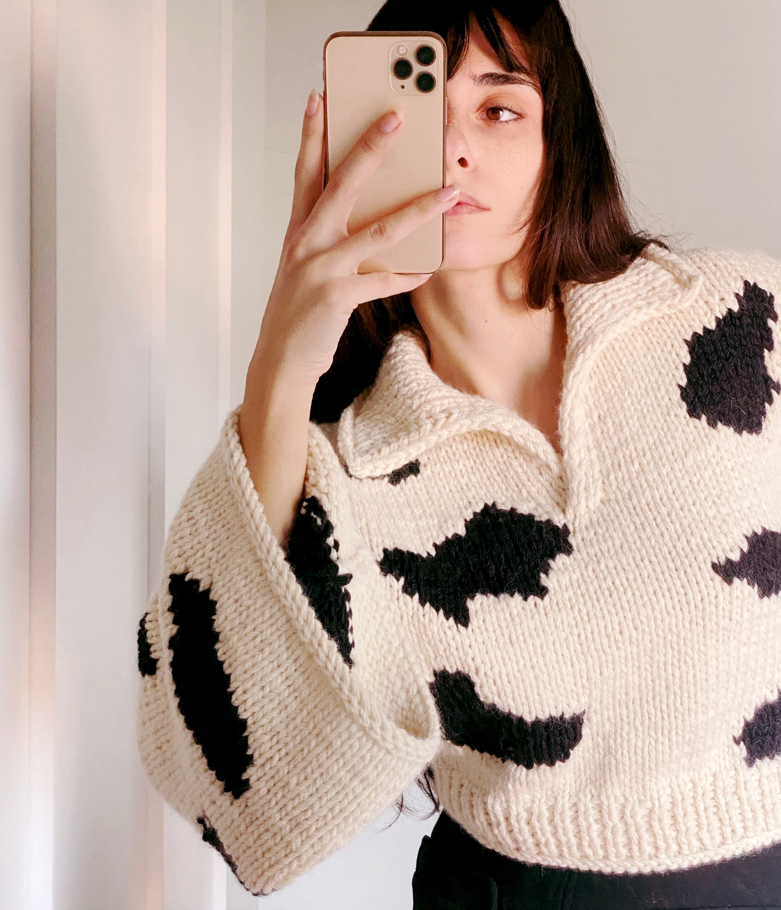 Holy Cow hand-knitted sweater